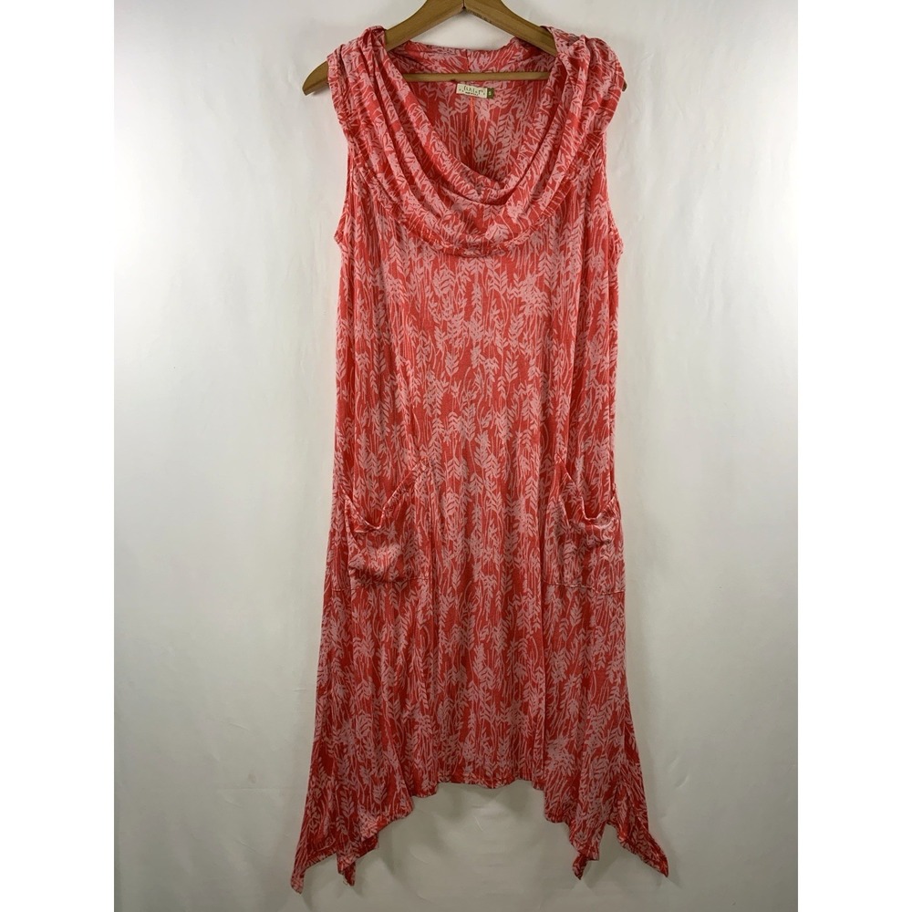 Chalet Et Ceci Womens Semi-Sheer Cowl Neck Floral Midi Dress Sz S Beachy Resort
